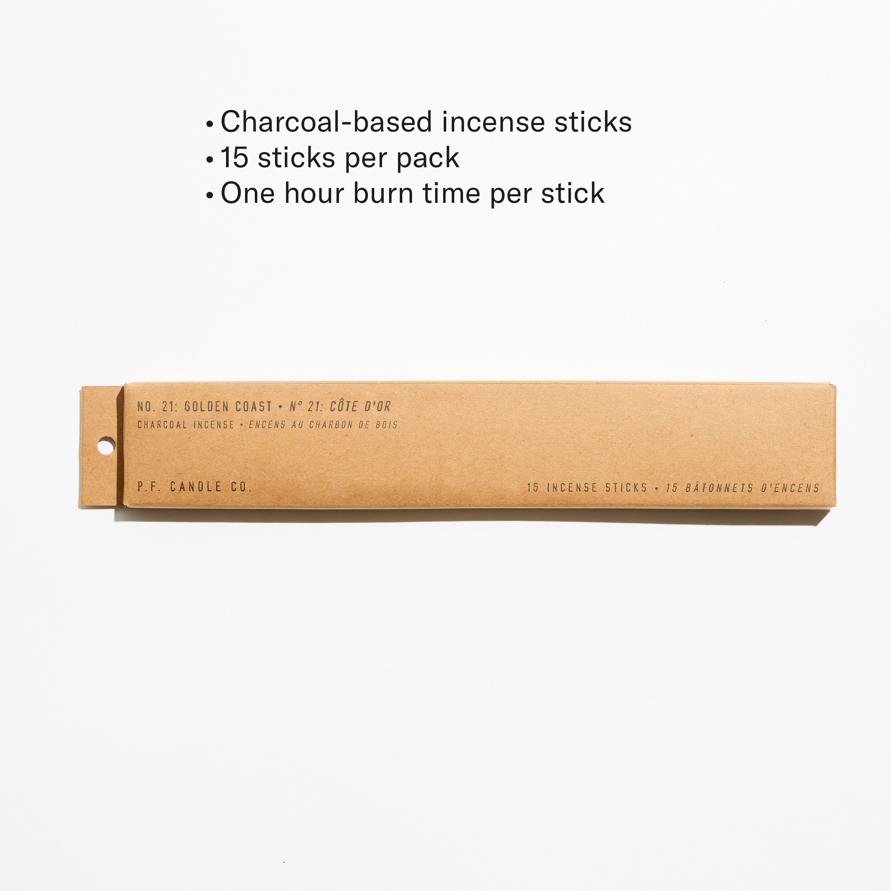 Charcoal-based incense sticks, 15 sticks per pack, One hour burn time per stick