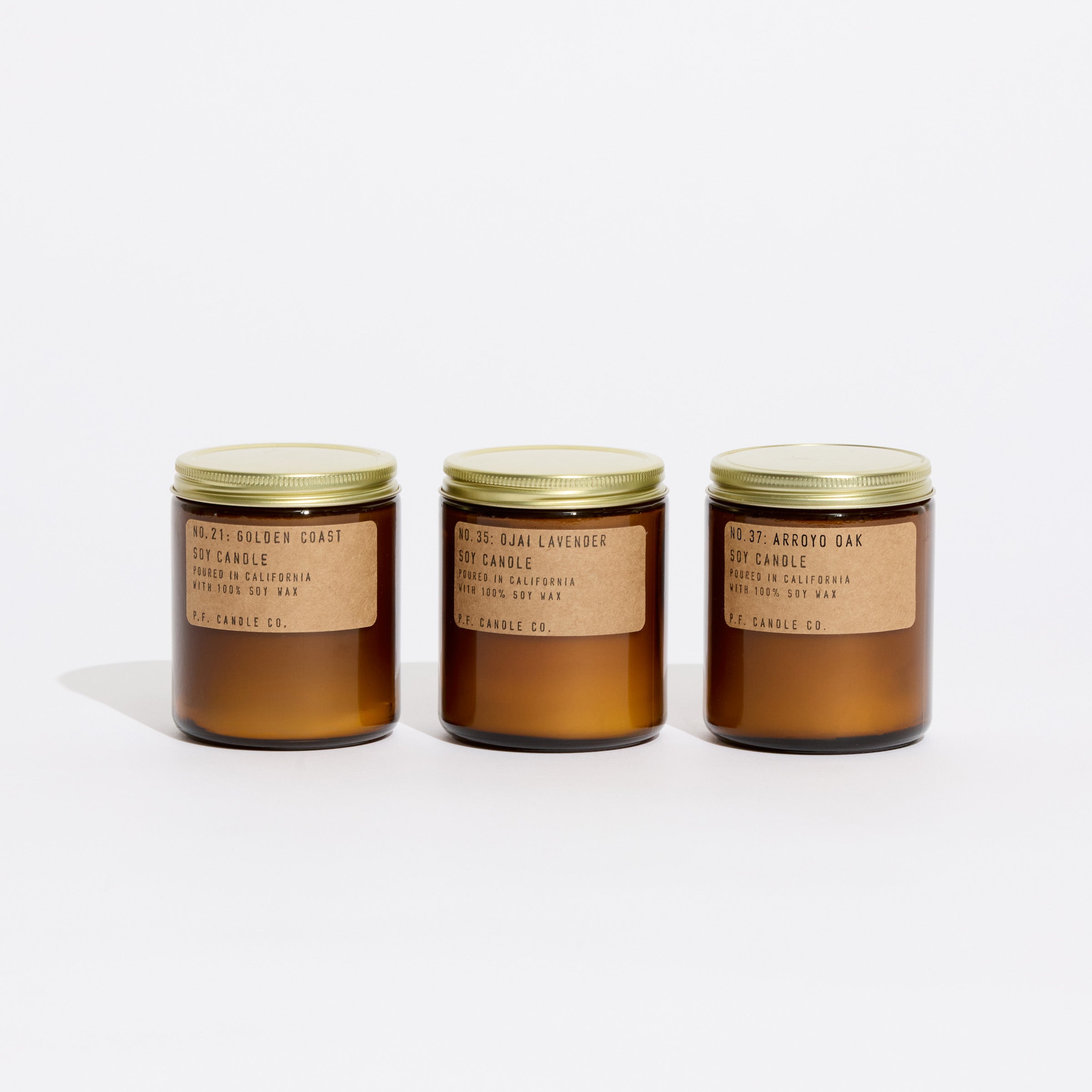 Golden Coast, Ojai Lavender, Arroyo Oak in standard candle